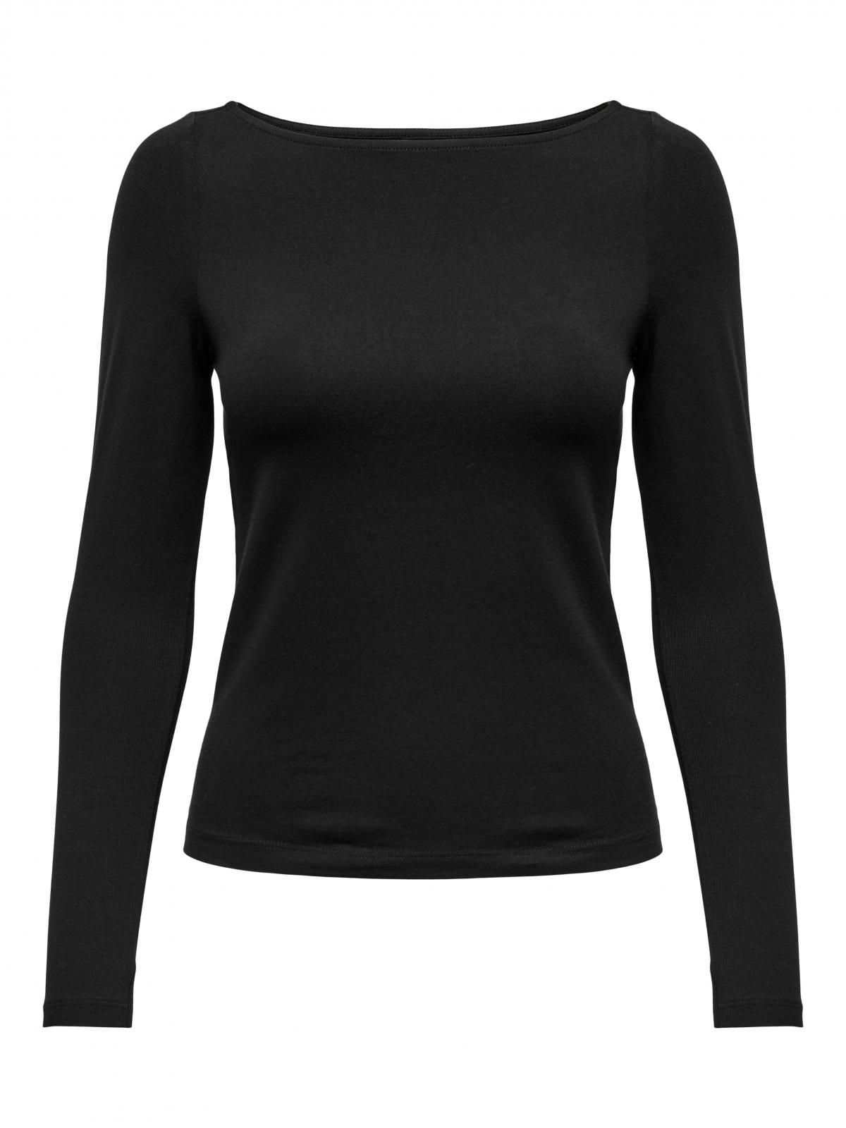 온리 베이직 라운드넥 슬림핏 긴팔 티셔츠 15327890_2161 BLACK / BLACK - 상세 이미지 3