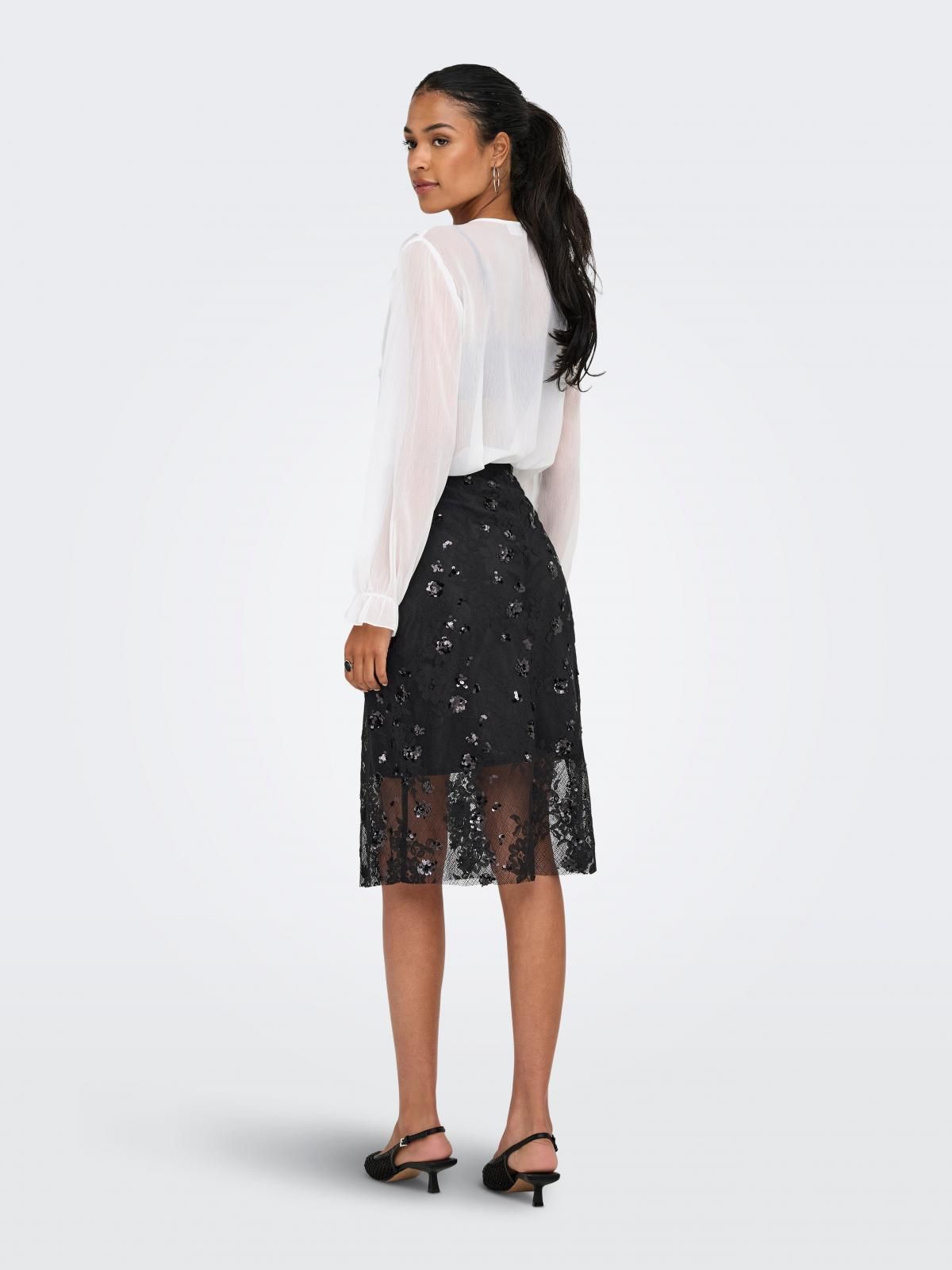 온리 시퀸 레이스 미디 스커트 15355789_2161 BLACK / BLACK - 상세 이미지 2