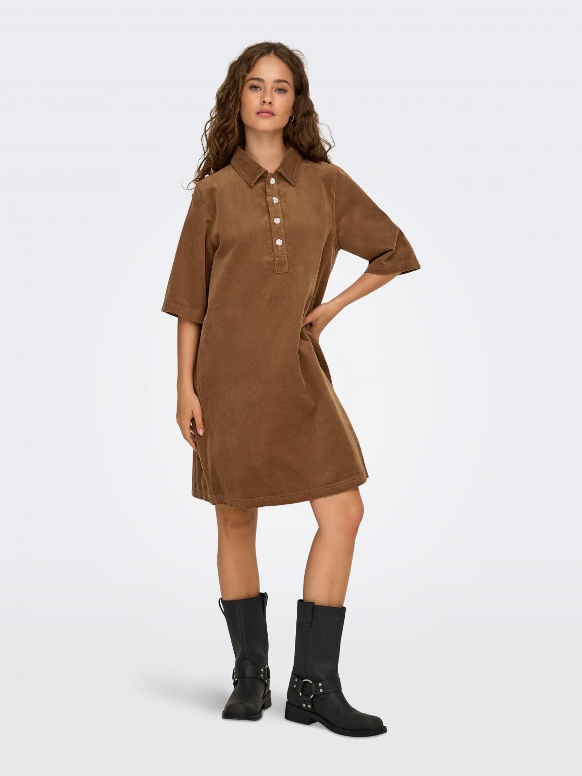 온리 코듀로이 셔츠카라 미니 원피스 15353640_2011 BROWN / TOASTED COCONUT - 상품 이미지