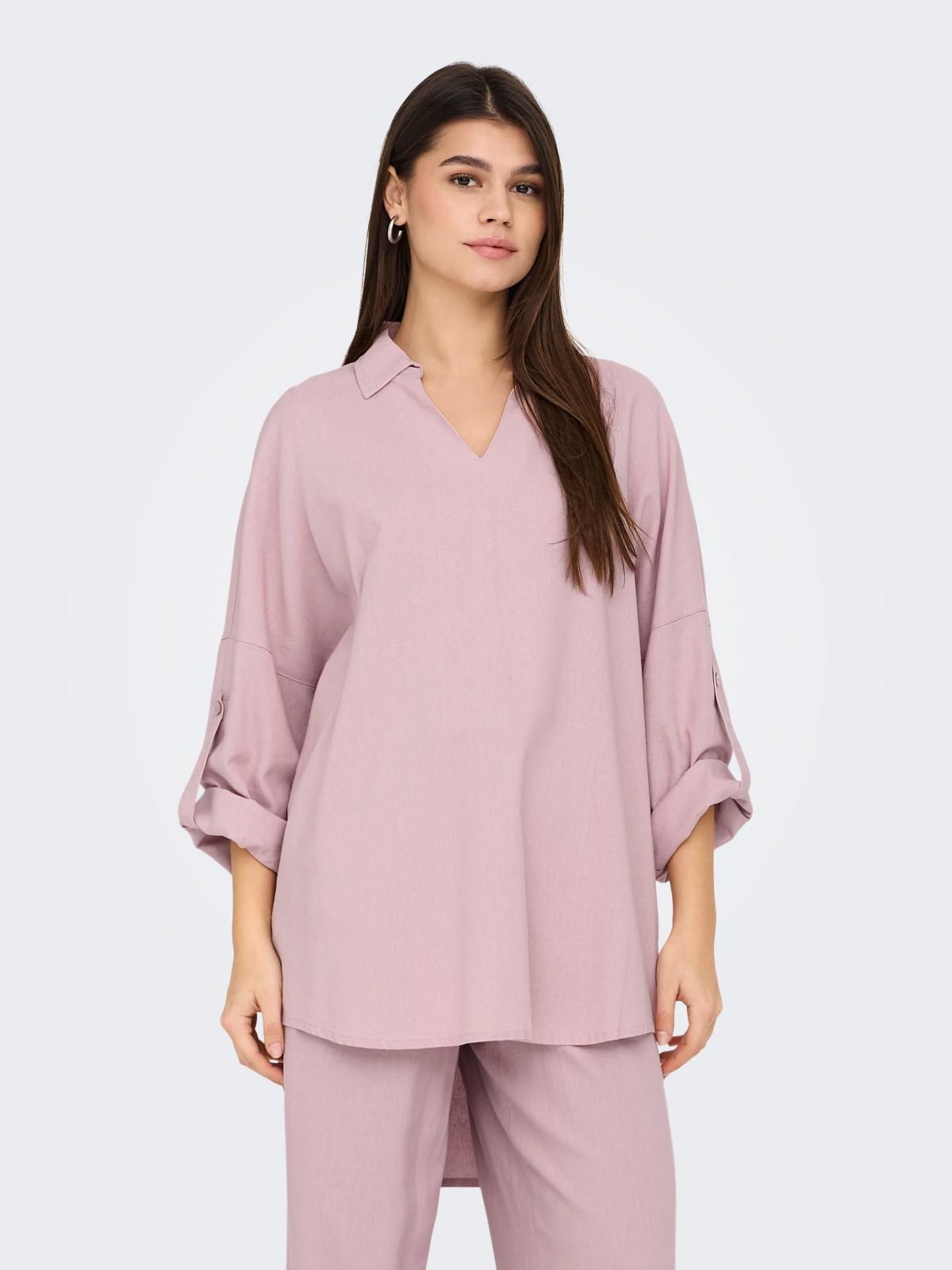 온리 리조트카라 7부 튜닉 블라우스 15338898_1018 PURPLE / VIOLET ICE - 상품 이미지