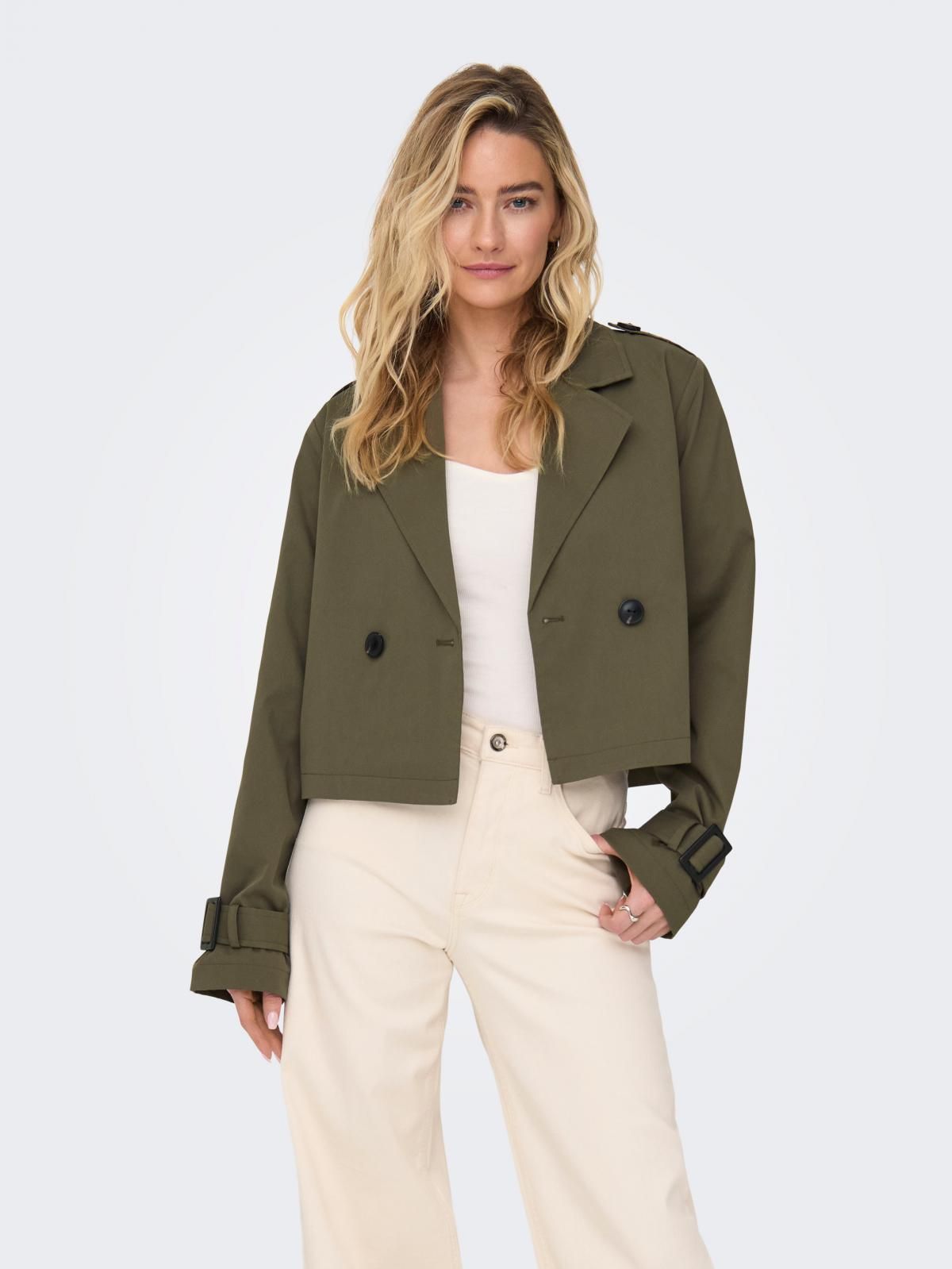 온리 더블버튼 크롭 트렌치코트 15336405_189 GREY / STONE GRAY - 상품 이미지
