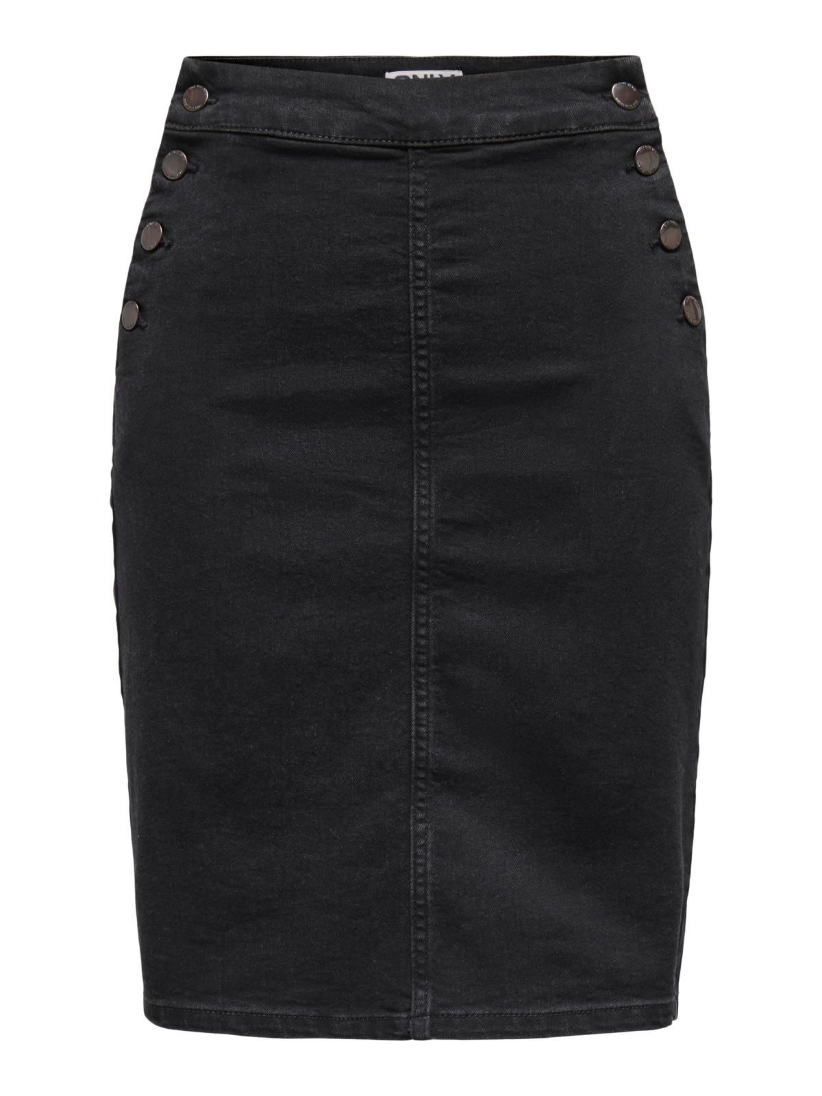 온리 데님 버튼 포인트 미디 스커트 15357946_8183 BLACK / WASHED BLACK - 상세 이미지 3