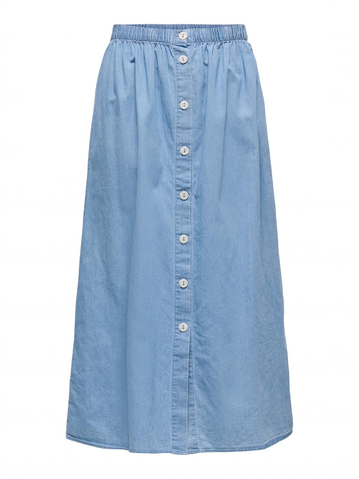 온리 데님 롱스커트 버튼업 밴딩 15348894_2116 BLUE / LIGHT BLUE DENIM - 상세 이미지 3