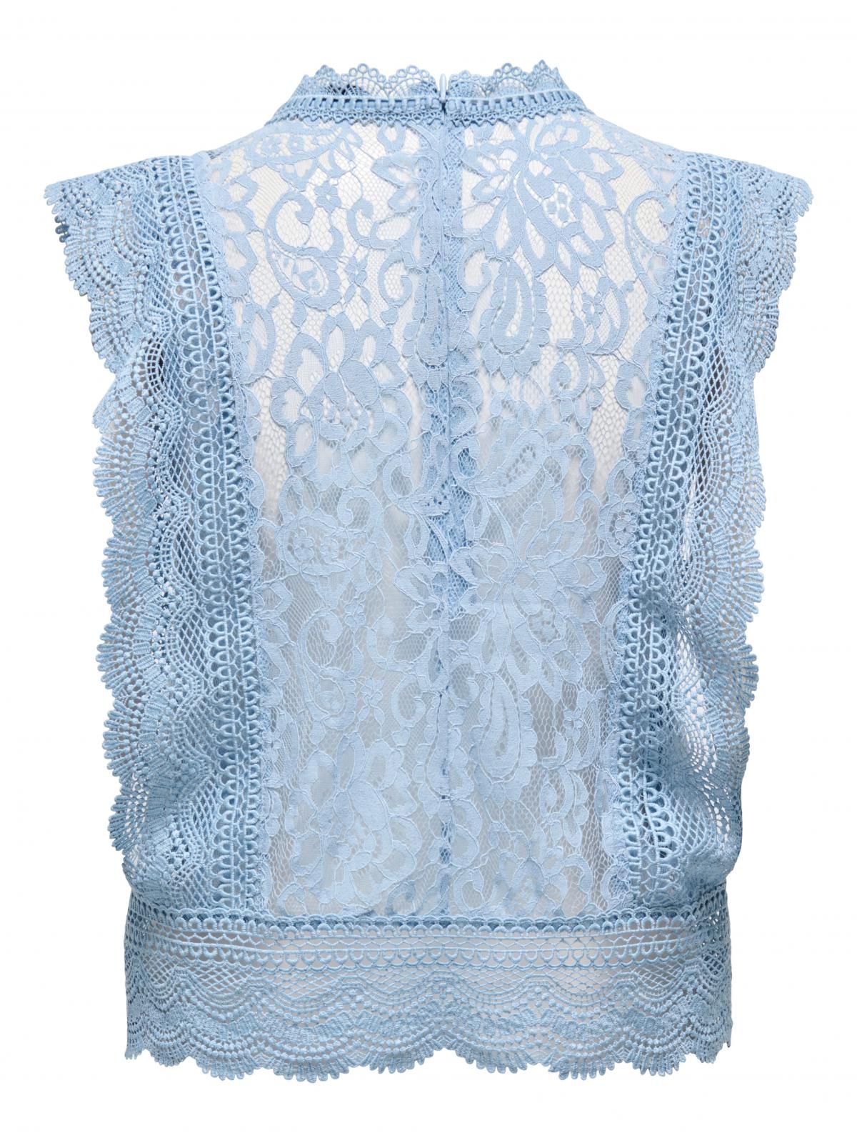 온리 레이스 라운드넥 소프트 블라우스 15204604_3013 BLUE / SOFT CHAMBRAY - 상세 이미지 4