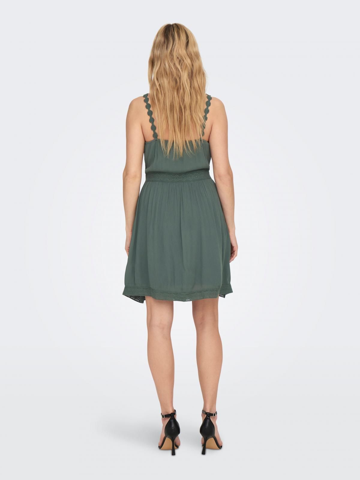 온리 브이넥 슬리브리스 미니 원피스 15177478_1469 GREEN / BALSAM GREEN - 상세 이미지 2