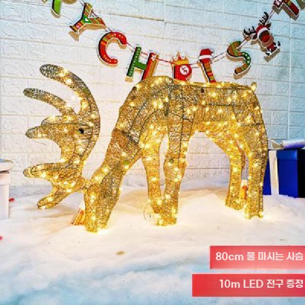 대형 철제 루돌프 사슴 눈썰매 세트 크리스마스 장식 - 상세 이미지 5