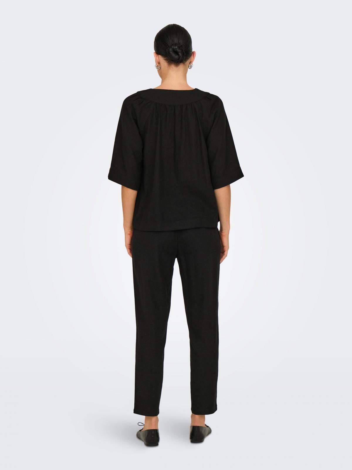 온리 루즈핏 브이넥 반팔 티셔츠 15338746_2161 BLACK / BLACK - 상세 이미지 2