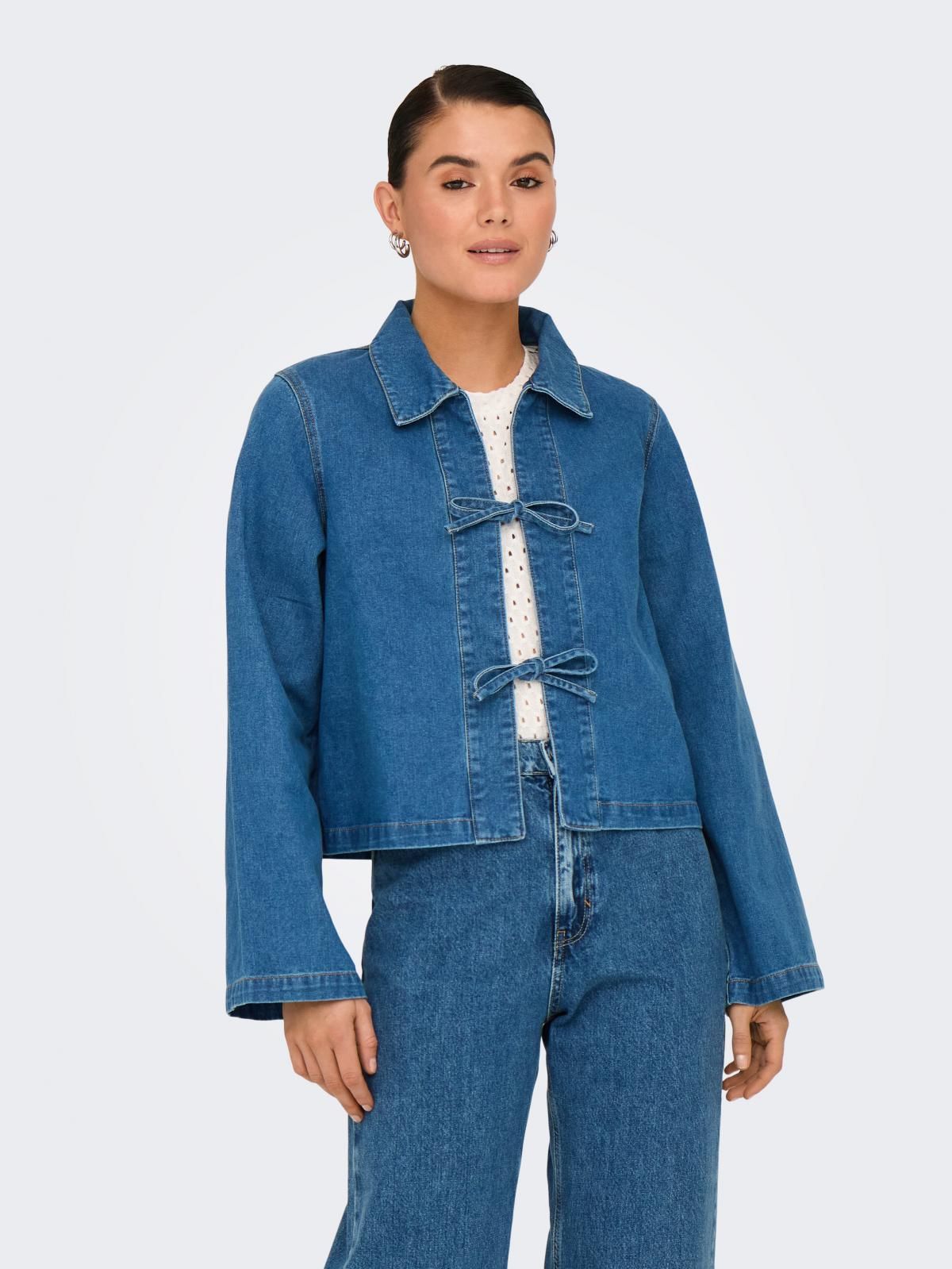 온리 데님 테크니컬 리본 디테일 셔츠 15357228_2115 BLUE / MEDIUM BLUE DENIM - 상품 이미지