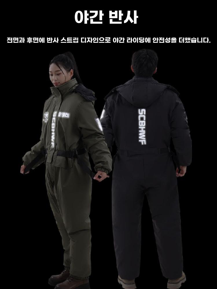 방수 방풍 기모 내피 스키복 상하 일체형 방한 점프수트 - 상세 이미지 3