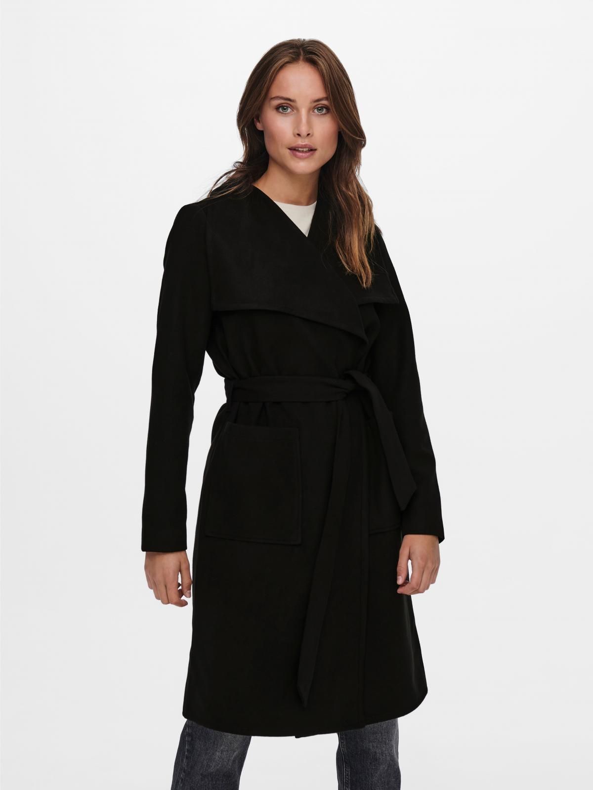 온리 베이직 블랙 벨트 트렌치코트 15233406_2161 BLACK / BLACK - 상품 이미지