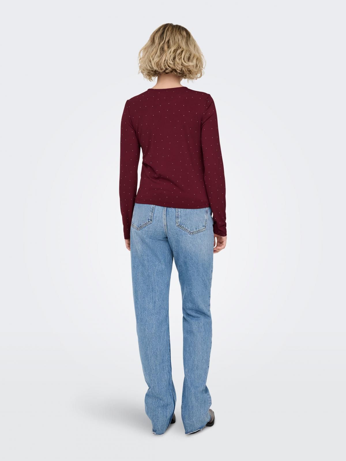 온리 글리터 크롭 라운드넥 버건디 티셔츠 15358986_2059_1224195 PURPLE / CABERNET - 상세 이미지 2