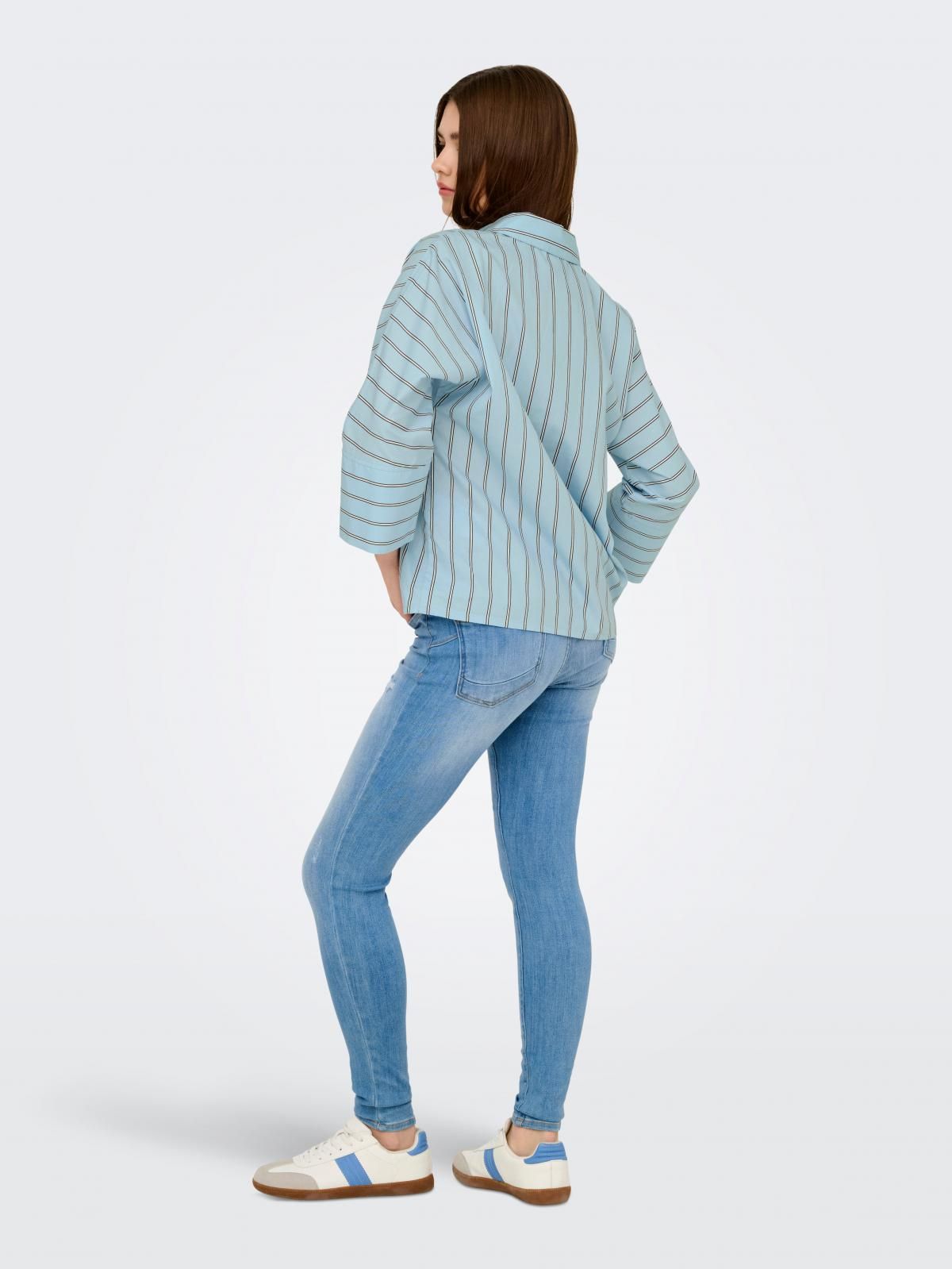 온리 스트라이프 오버핏 코튼 긴팔 셔츠 15363650_1243_1236110 BLUE / CASHMERE BLUE - 상세 이미지 3