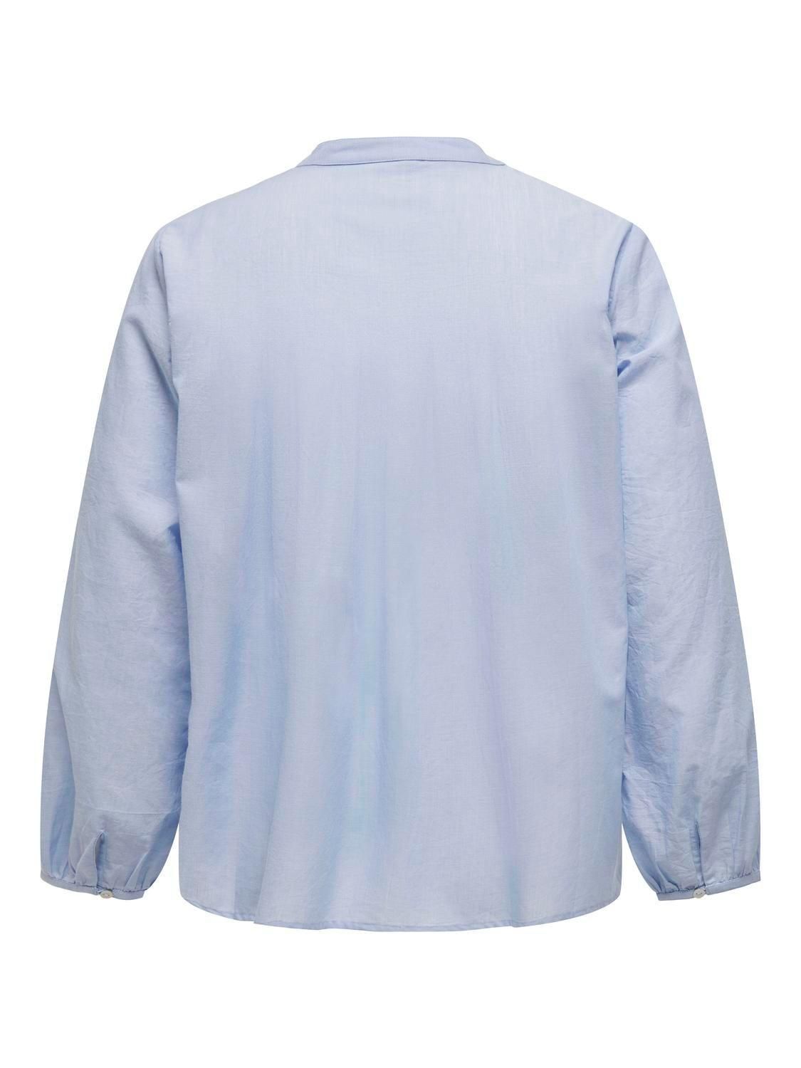 온리 자수 브이넥 스트링 블라우스 15333749_1243_1142426 BLUE / CASHMERE BLUE - 상세 이미지 4