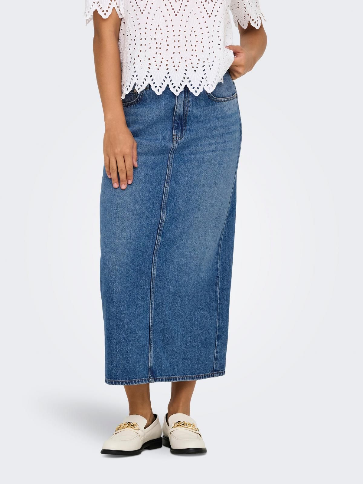 온리 데님 클래식 미디 스커트 15339976_2115 BLUE / MEDIUM BLUE DENIM - 상품 이미지