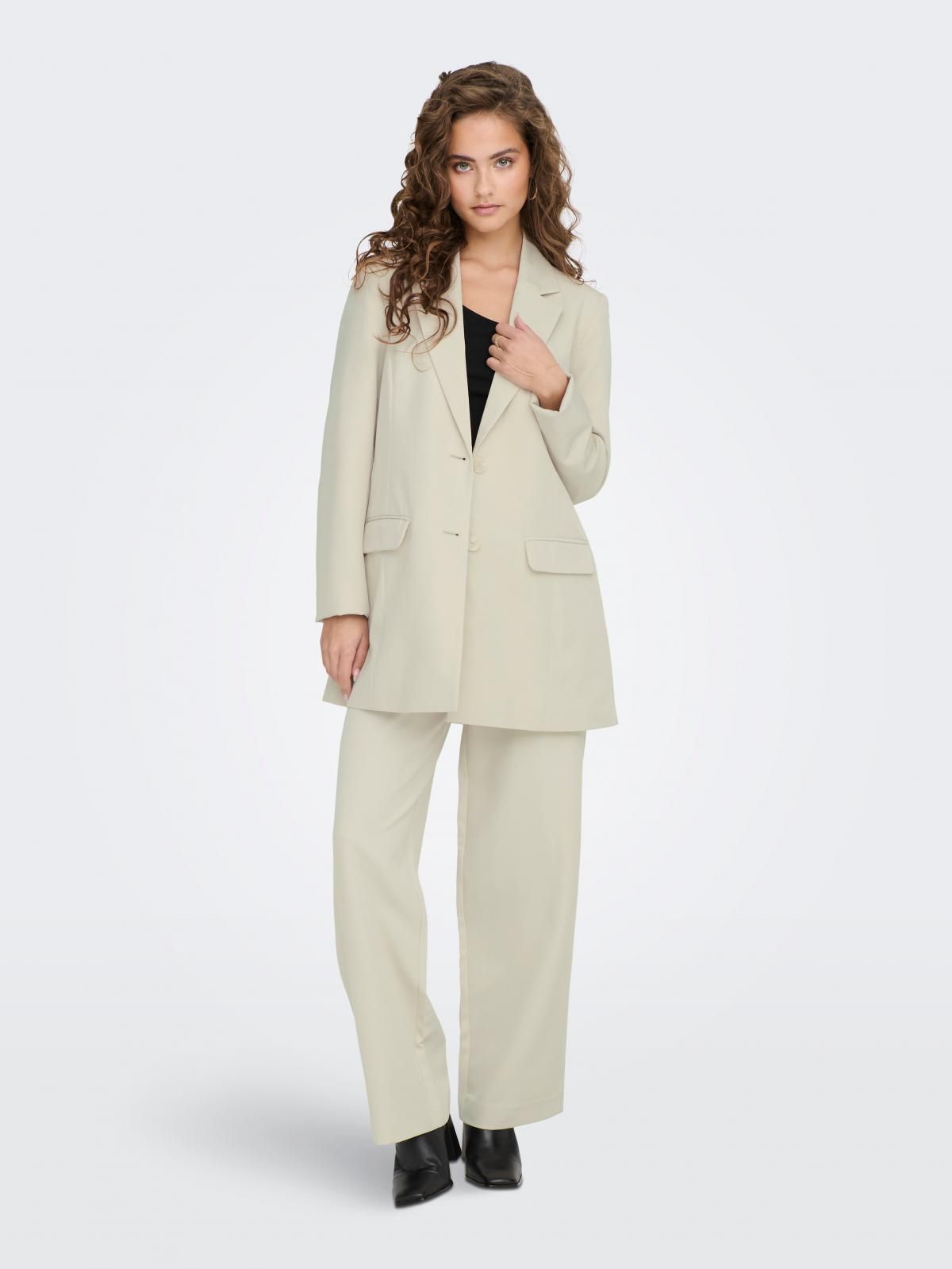 온리 테일러드 롱 블레이저 15245203_115 BEIGE / PUMICE STONE - 상세 이미지 5