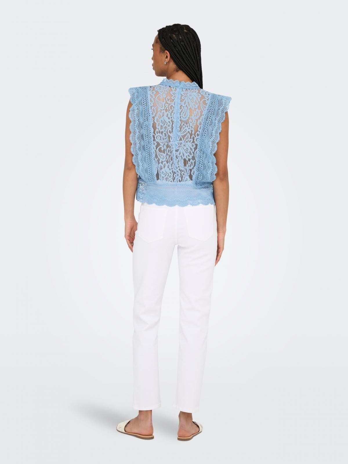 온리 레이스 라운드넥 소프트 블라우스 15204604_3013 BLUE / SOFT CHAMBRAY - 상세 이미지 2