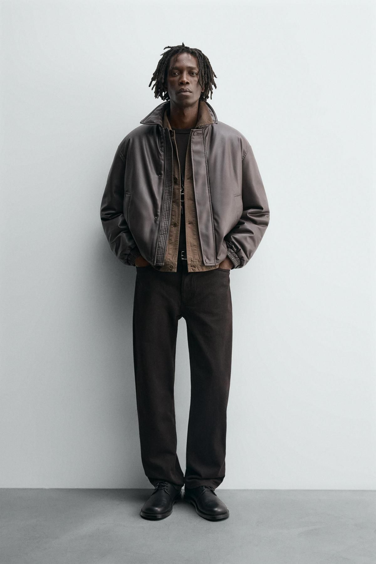 자라 테크니컬 레더 릴랙스핏 재킷 3833/304 DARK BROWN - 상세 이미지 2