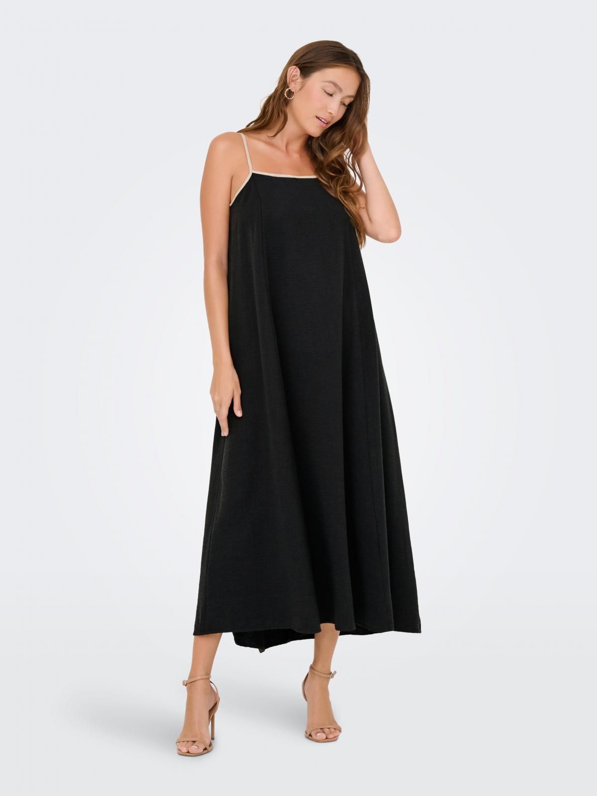 온리 슬리브리스 롱 원피스 스퀘어넥 15367167_2161_1246526 BLACK / BLACK - 상세 이미지 5