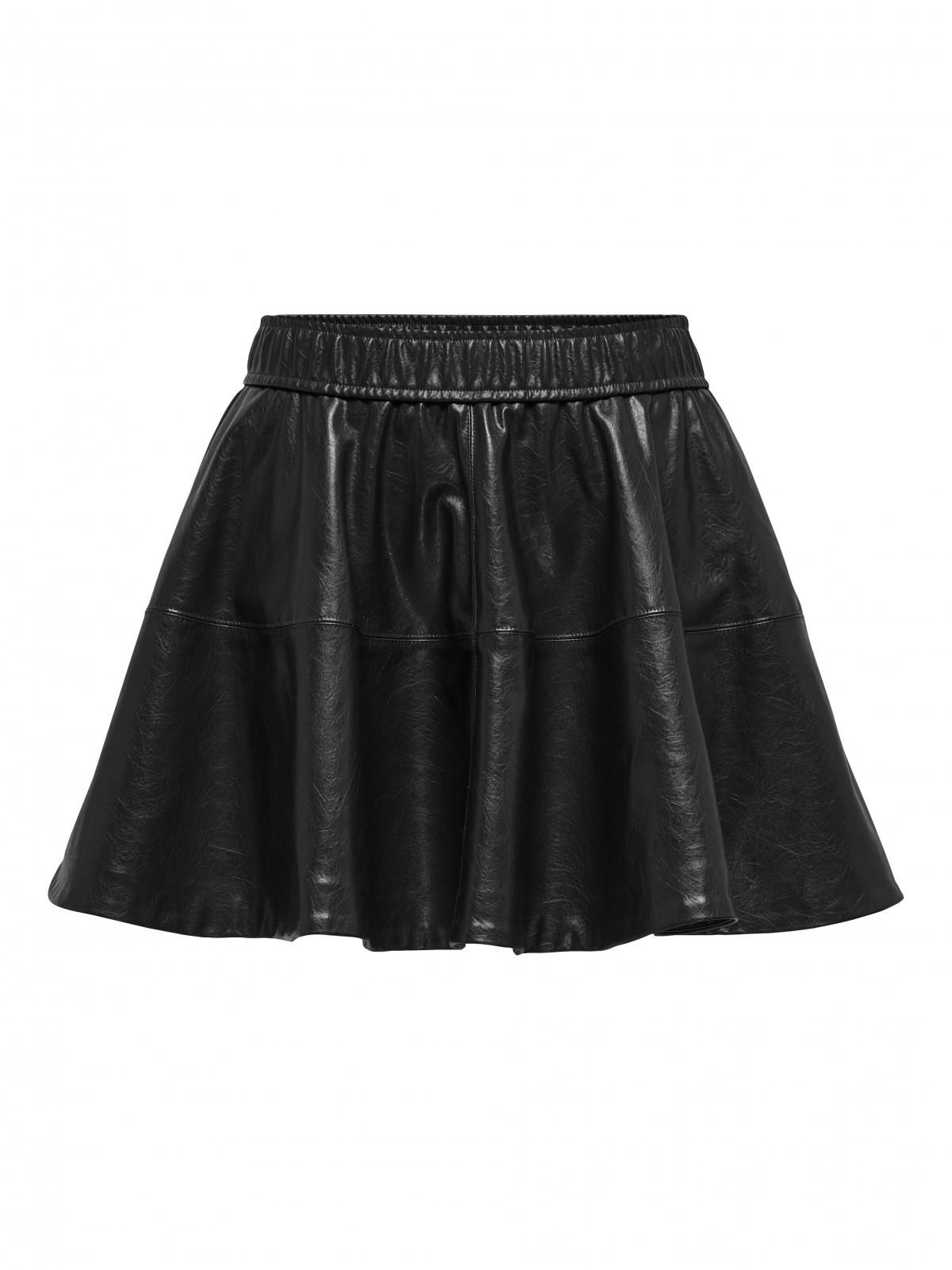 온리 테크니컬 하이웨이스트 미니 레더 스커트 15355512_2161 BLACK / BLACK - 상세 이미지 3