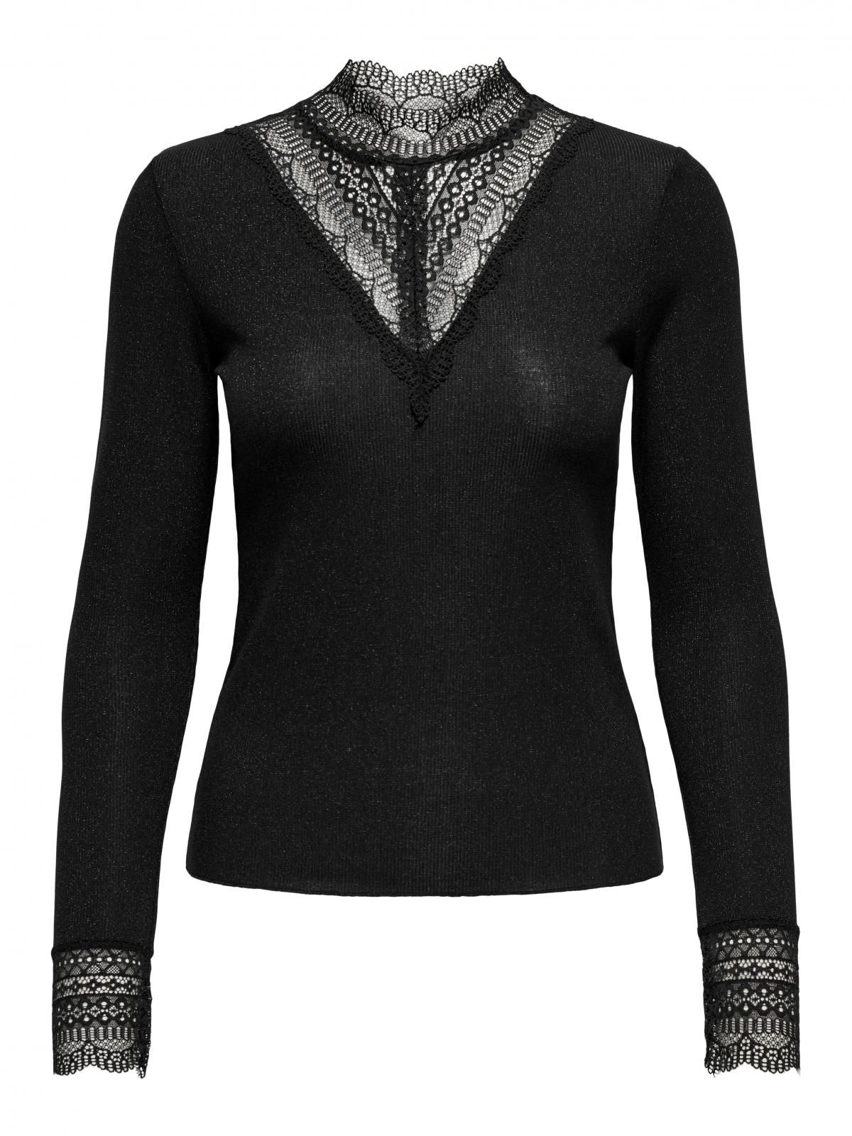 온리 레이스 하이넥 페미닌 블라우스 15344695_2161_1176360 BLACK / BLACK - 상세 이미지 3