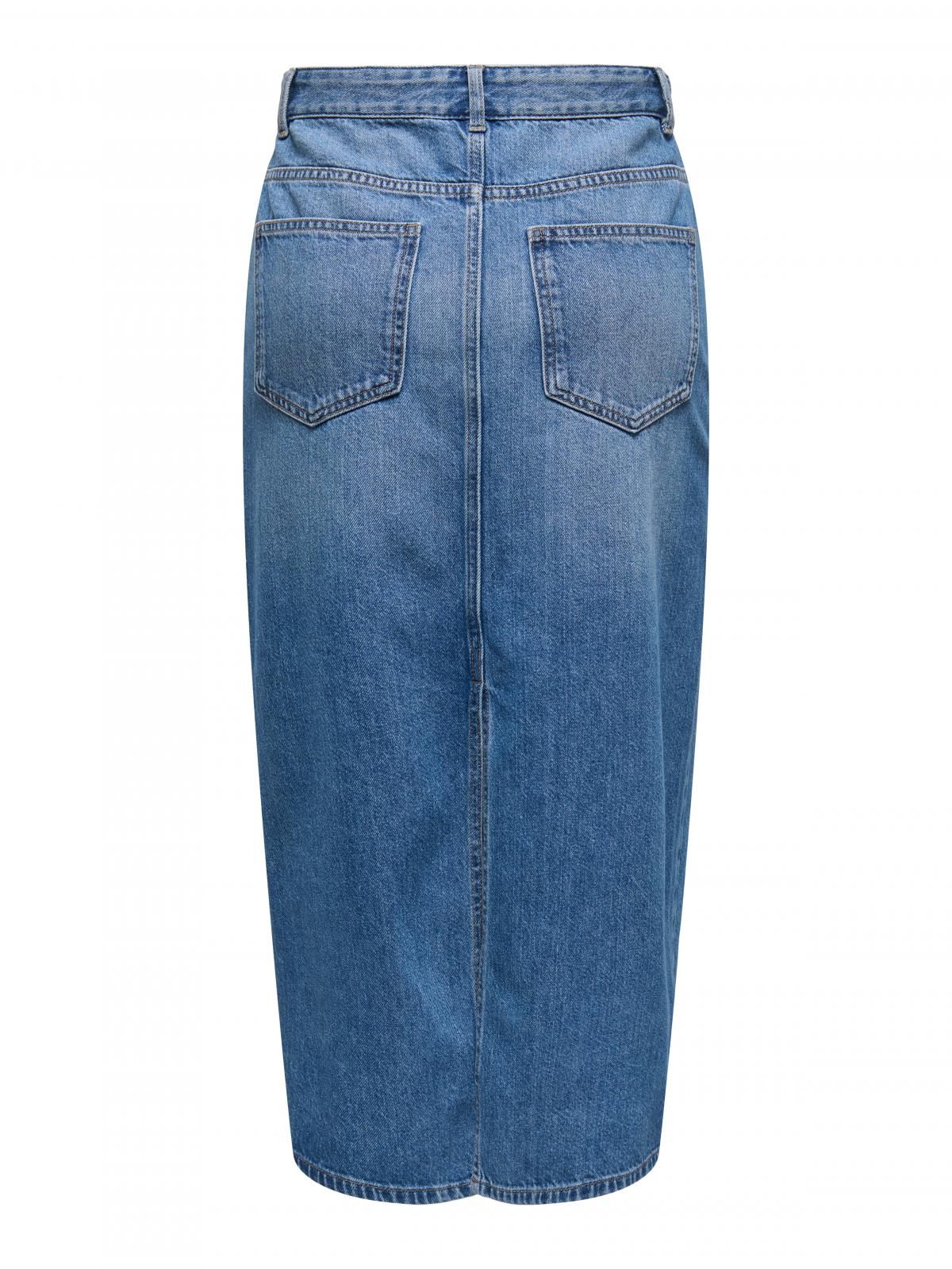 온리 데님 클래식 미디 스커트 15339976_2115 BLUE / MEDIUM BLUE DENIM - 상세 이미지 4