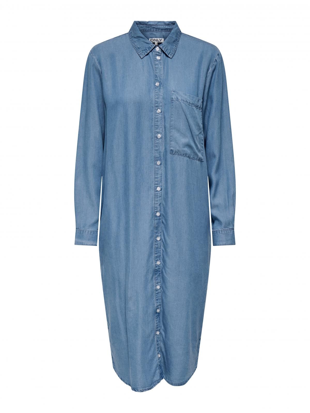 온리 데님 미디 원피스 셔츠카라 버튼업 15350529_2115 BLUE / MEDIUM BLUE DENIM - 상세 이미지 3