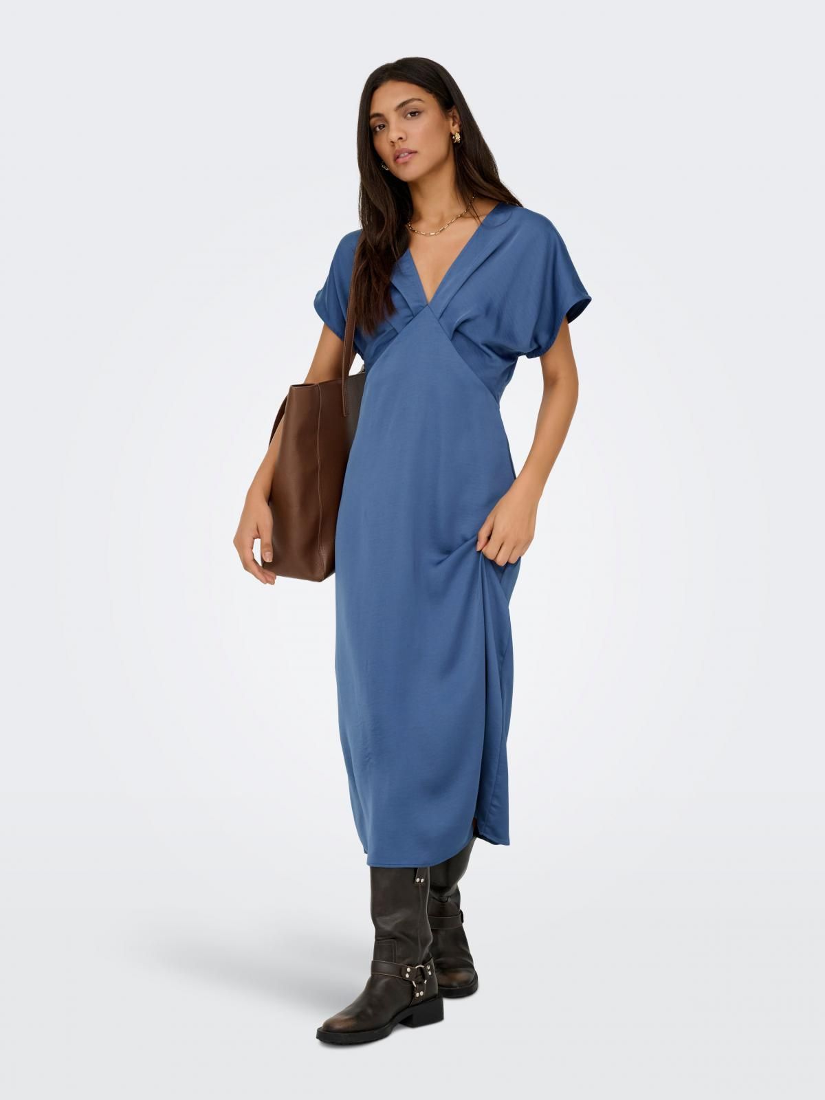 제이디와이 트렌디 브이넥 롱 원피스 슬림핏 15375037_2081 BLUE / VINTAGE INDIGO - 상세 이미지 5