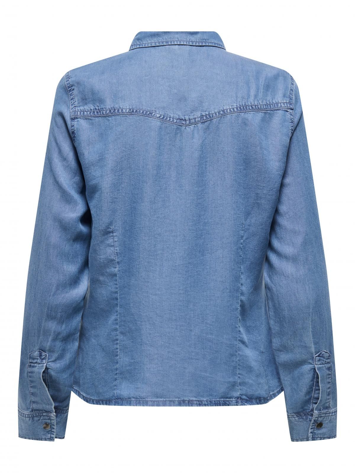 온리 데님 오버핏 테크니컬 긴팔 셔츠 15357598_2115 BLUE / MEDIUM BLUE DENIM - 상세 이미지 4