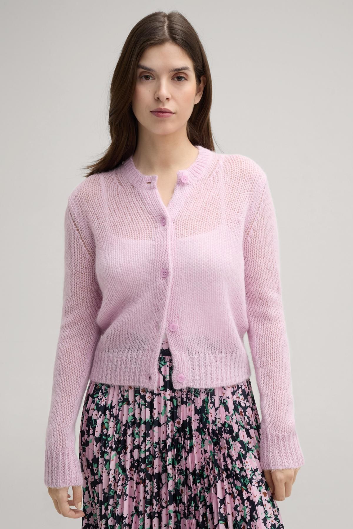 윱 알파카 브이넥 파스텔핑크 카디건 30046153-10015666-532 ROSA - 상세 이미지 2