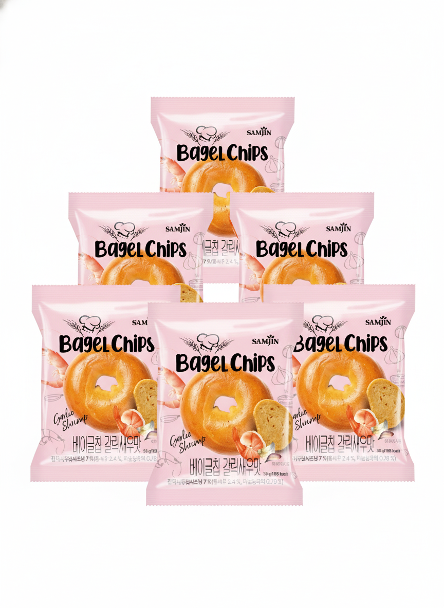 삼진 바삭한 베이글칩 두가지맛 갈릭새우맛, 30g, 6개 - 상품 이미지