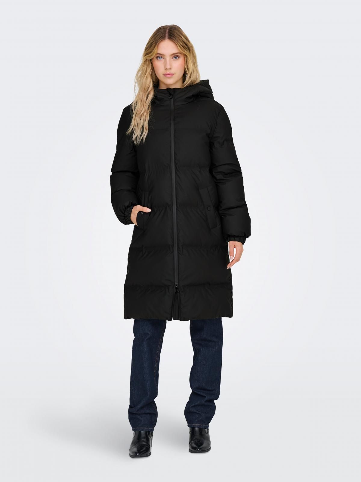 온리 테크니컬 방한 롱 후드 패딩코트 15340973_2161 BLACK / BLACK - 상세 이미지 5