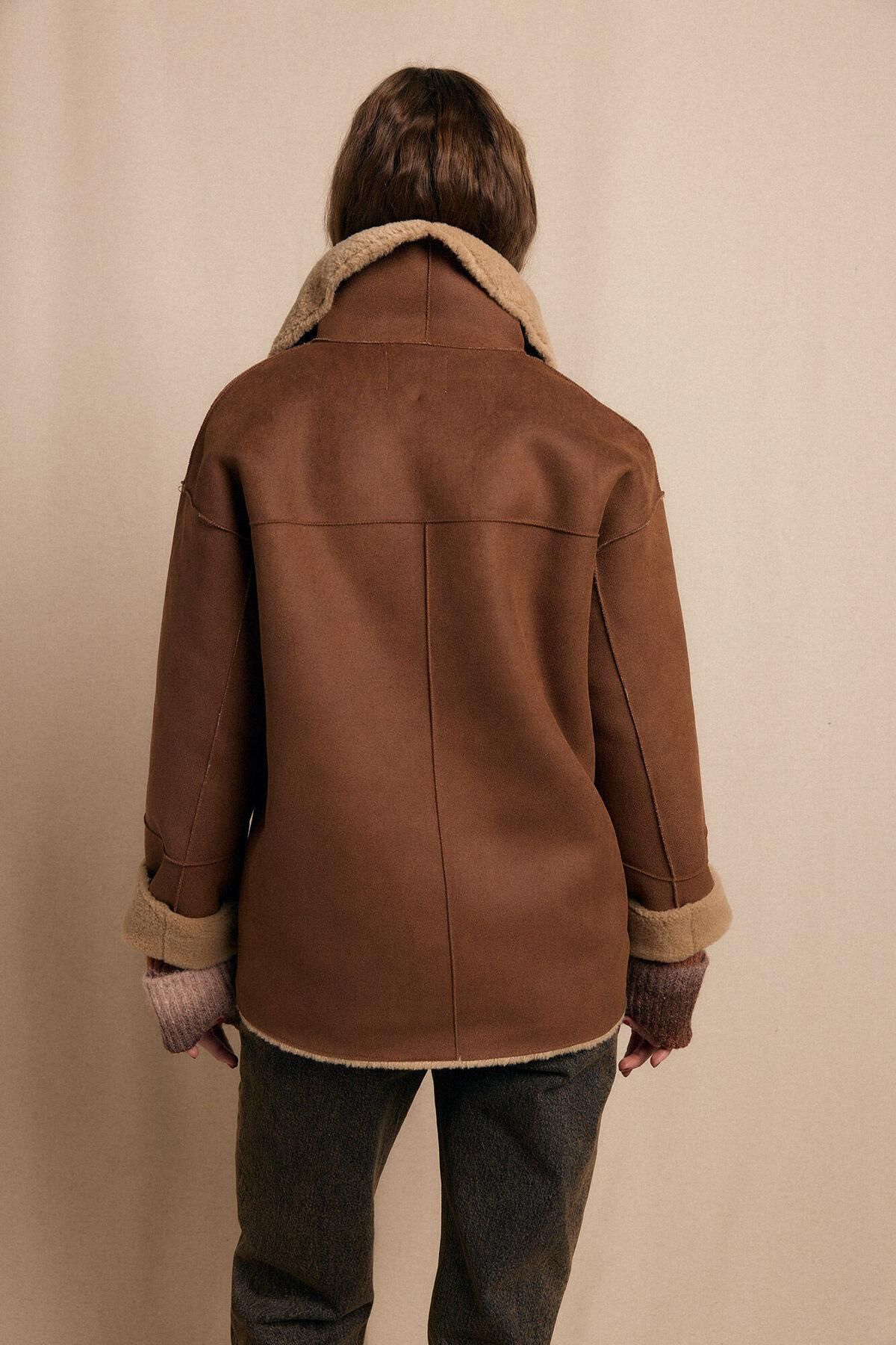 슬로우러브 리버서블 무스탕 숏코트 6432515 BEIGE - 상세 이미지 4