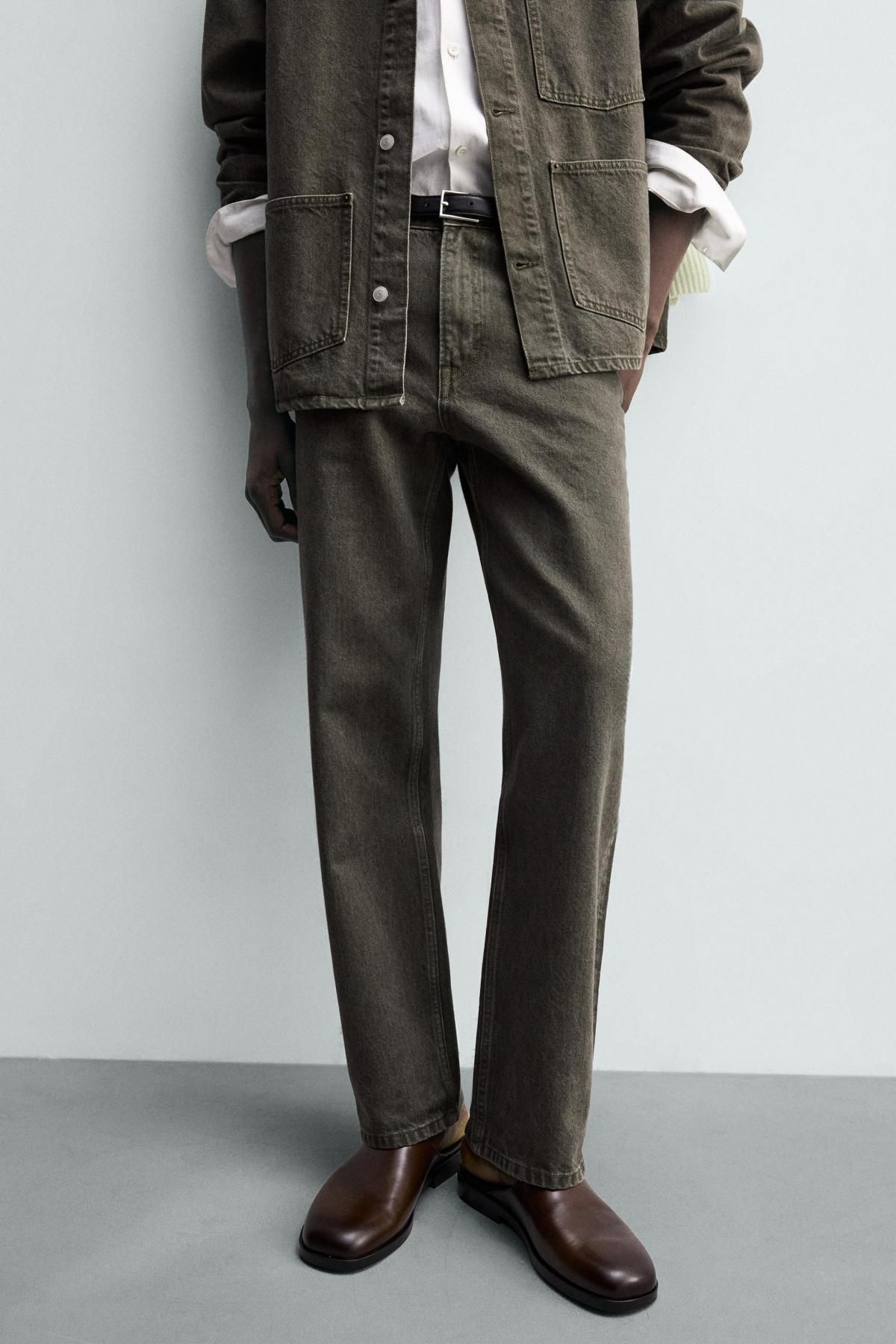 자라 테크니컬 스트레이트핏 데님 진 1300/350 DARK KHAKI - 상품 이미지