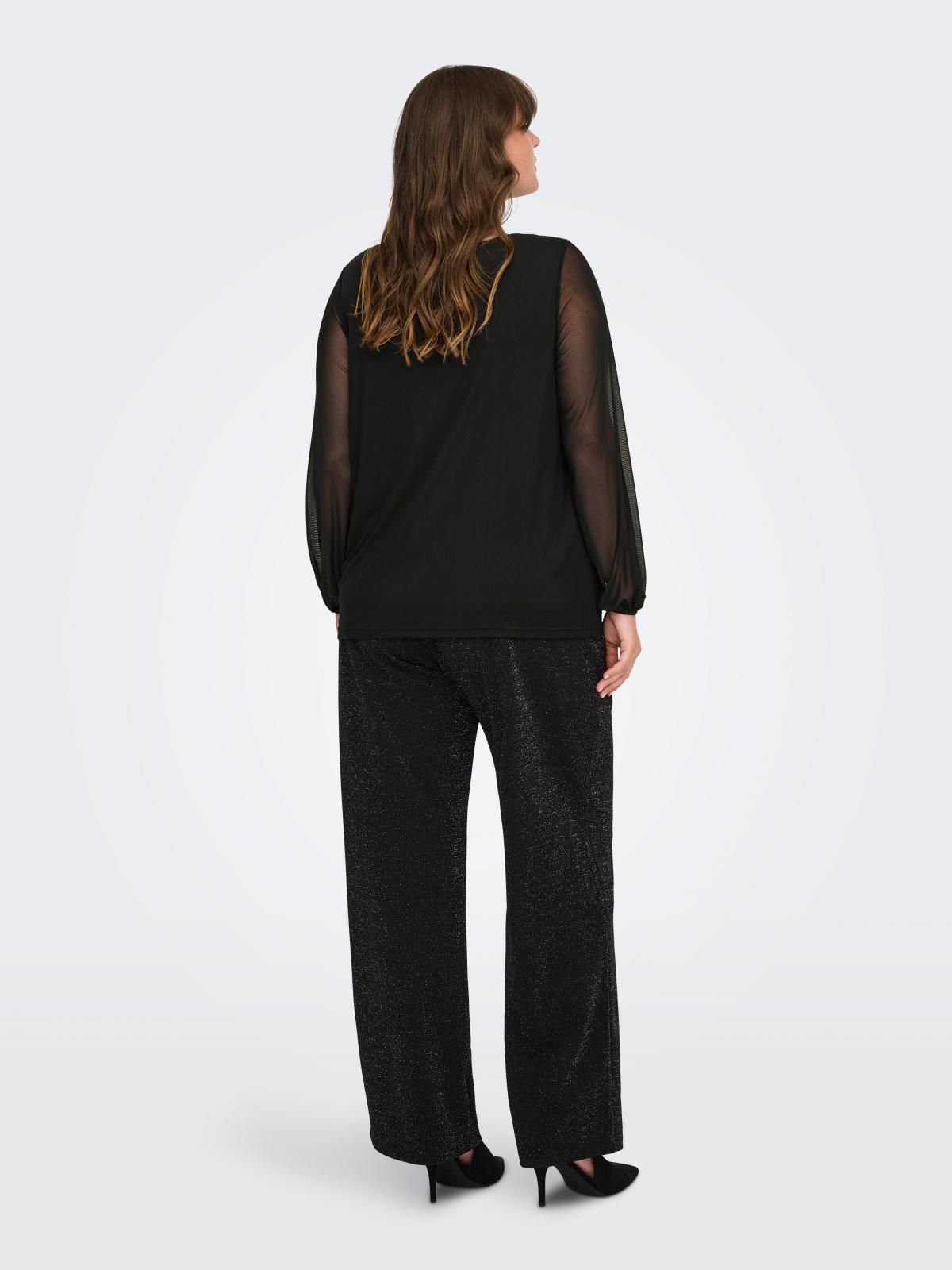 온리 빅사이즈 시스루 블랙 블라우스 15358961_2161 BLACK / BLACK - 상세 이미지 2