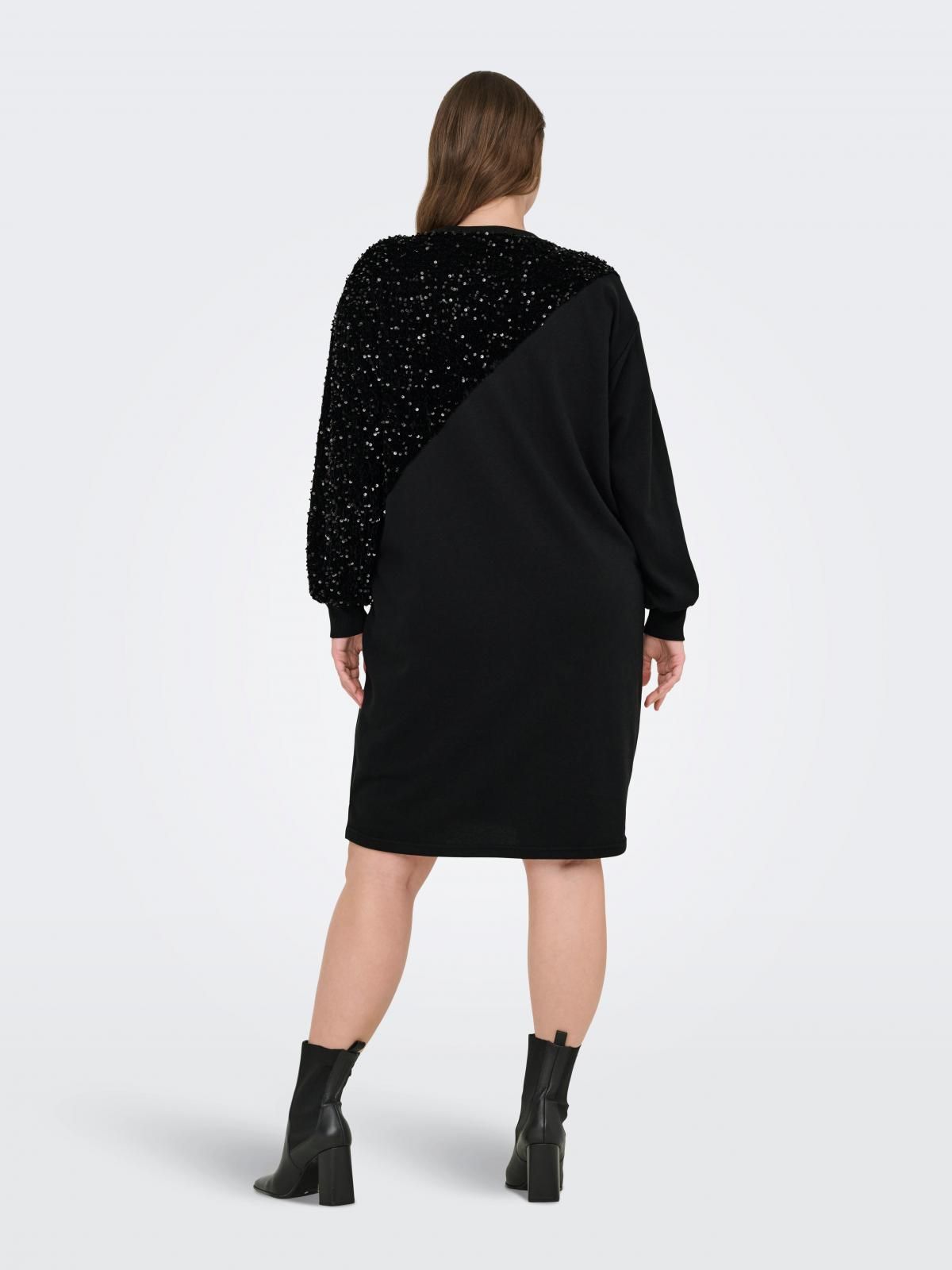 온리 빅사이즈 글리터 스웨트 미디 원피스 15366721_2161 BLACK / BLACK - 상세 이미지 2