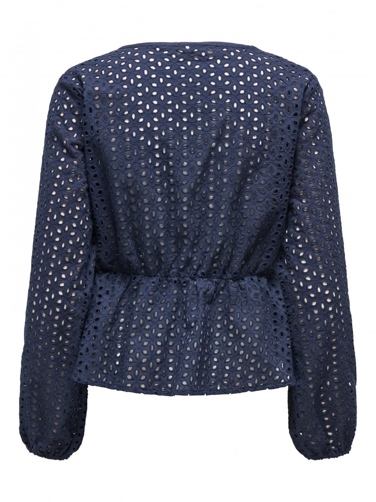 제이디와이 펀칭 자수 V넥 페블럼 블라우스 15341310_1330 BLUE / BLACK IRIS - 상세 이미지 4