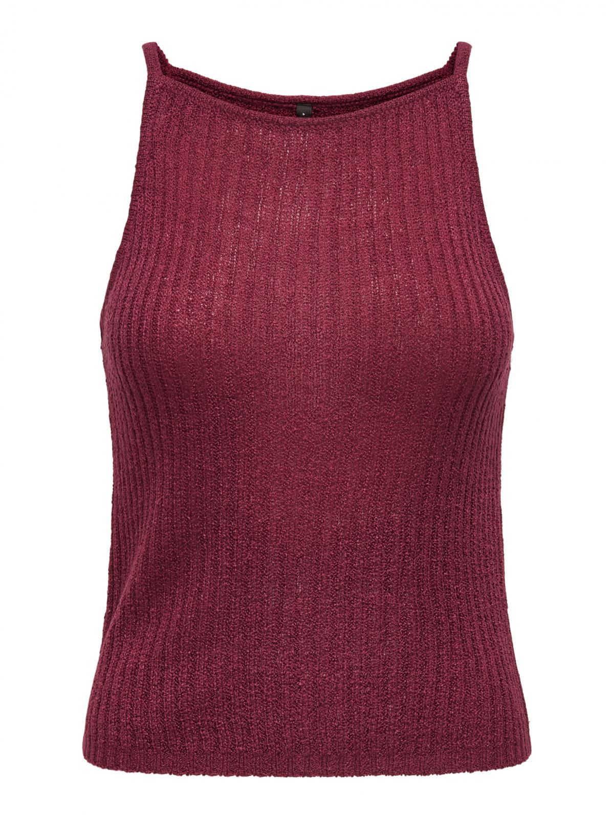 온리 테크니컬 골지 민소매 니트 탑 15347883_875 PURPLE / RUBY WINE - 상세 이미지 4