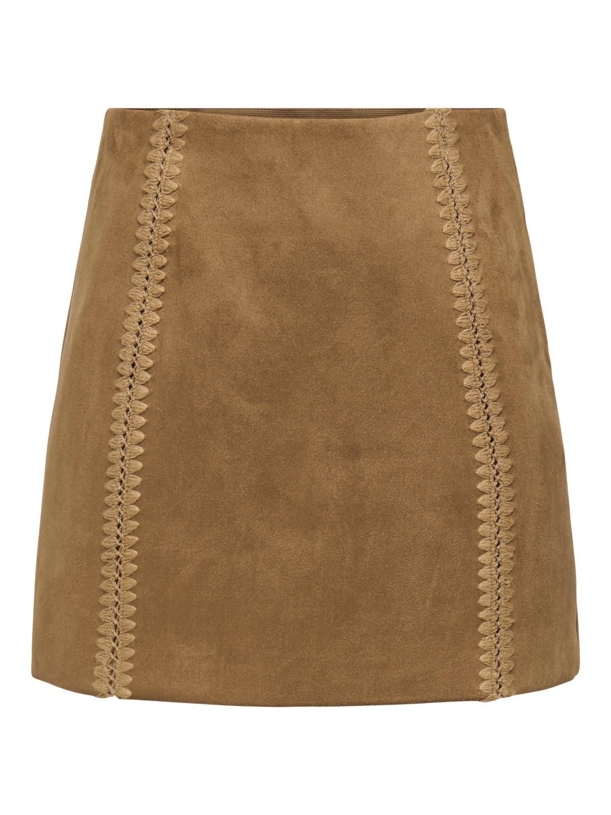 온리 스웨이드 미니 스커트 15371633_409 BROWN / COGNAC - 상세 이미지 3
