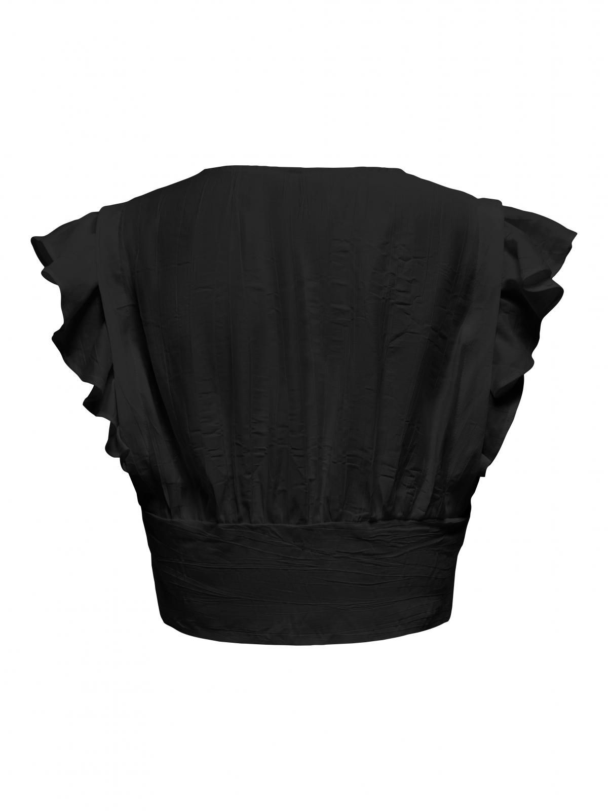 온리 프릴 크롭 블라우스 블랙 15346937_2161 BLACK / BLACK - 상세 이미지 5