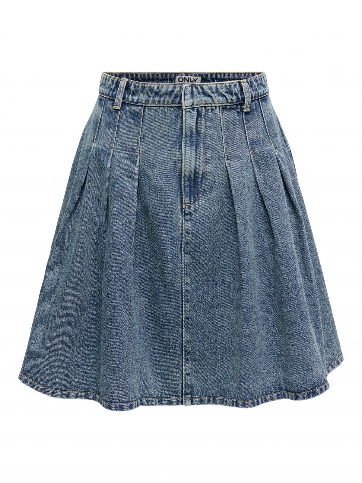 온리 데님 미니 스커트 플리츠 벨트고리 15366239_2115 BLUE / MEDIUM BLUE DENIM - 상세 이미지 3