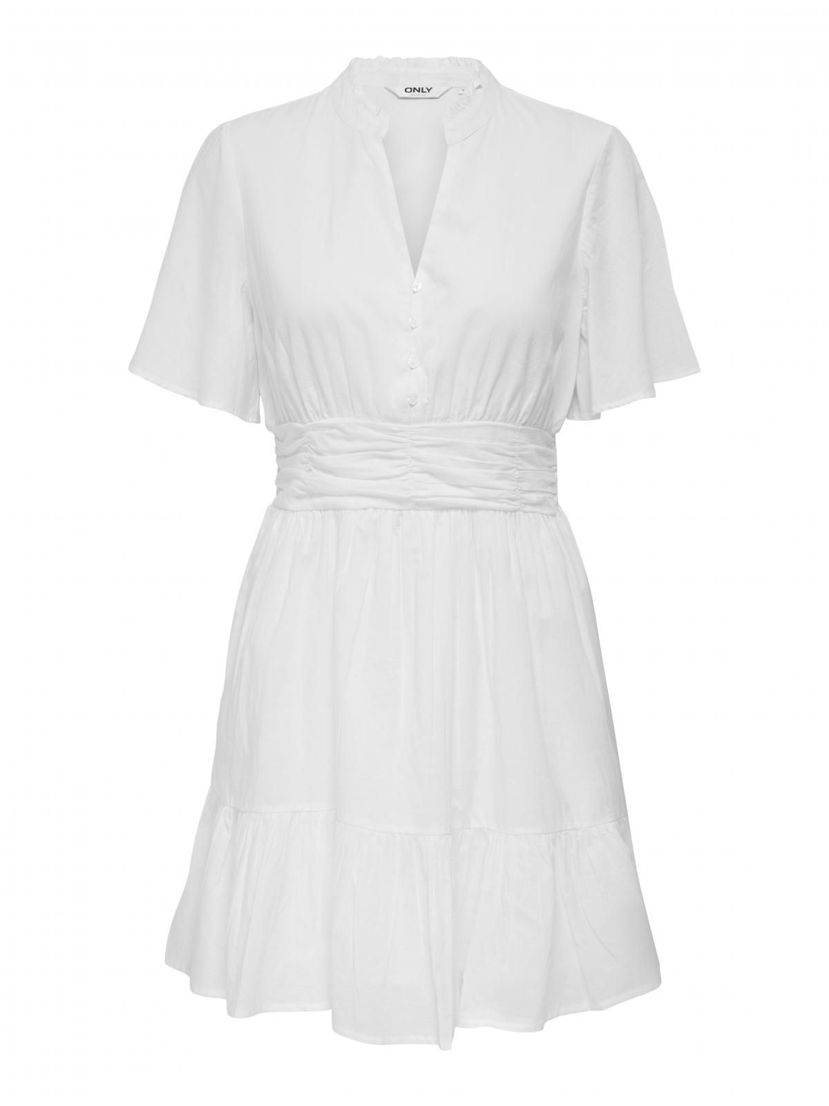 온리 플레어 화이트 브이넥 미니 원피스 15363615_5 WHITE / BRIGHT WHITE - 상세 이미지 3