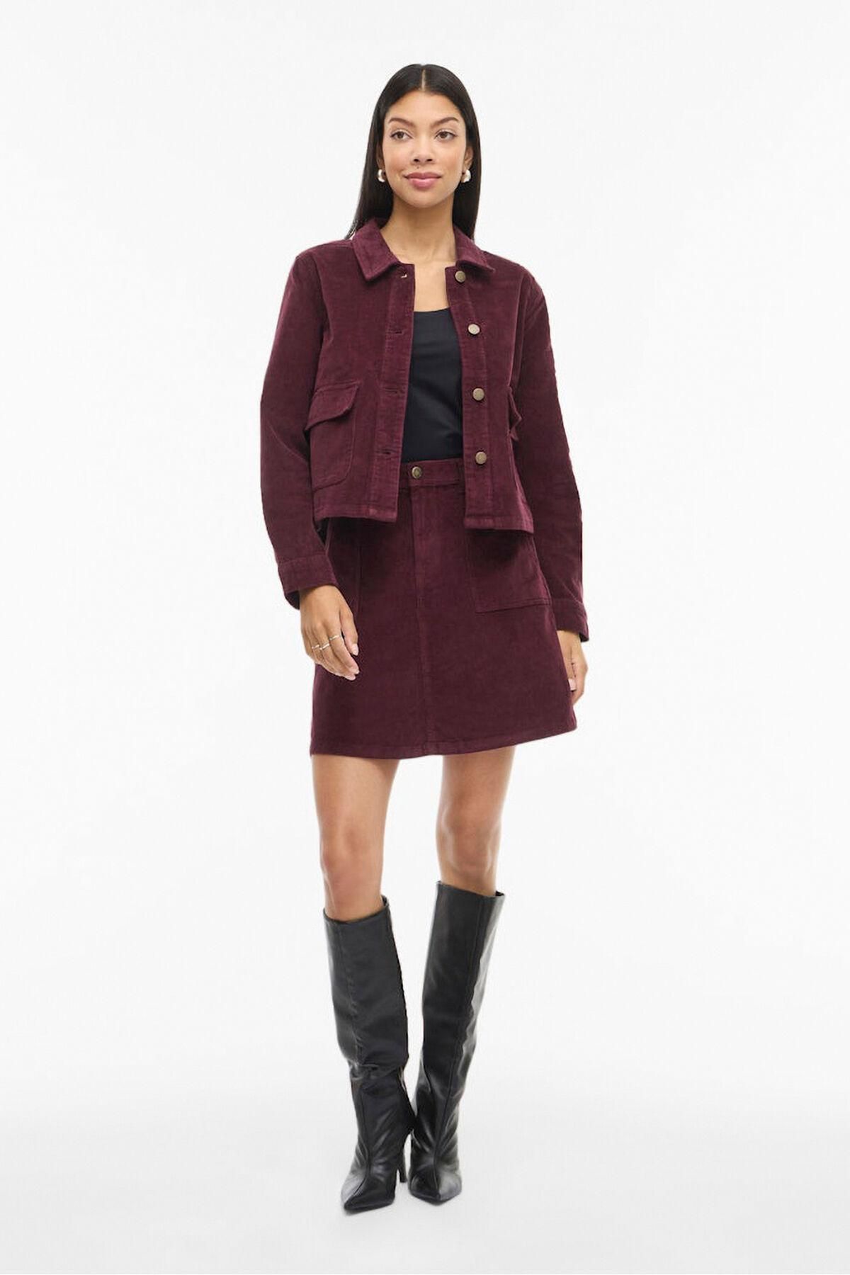 빌라 코듀로이 A라인 미니 스커트 버건디 5722694 MORADO - 상세 이미지 2
