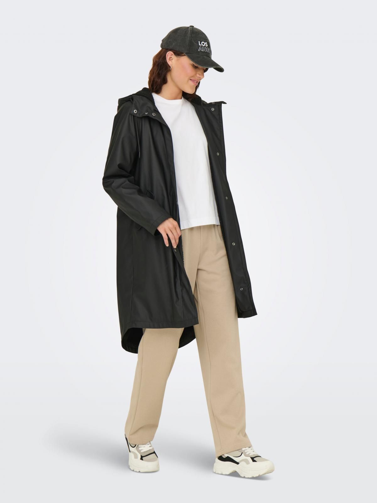 온리 테크니컬 방수 후드 레인코트 15348809_2161 BLACK / BLACK - 상품 이미지