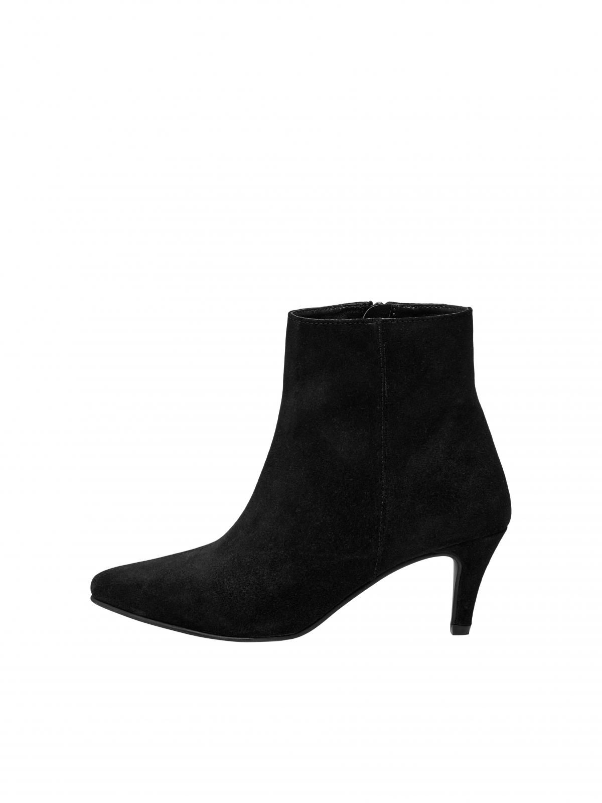 온리 스웨이드 포인티 앵클부츠 미들힐 15287515_2161 BLACK / BLACK - 상품 이미지