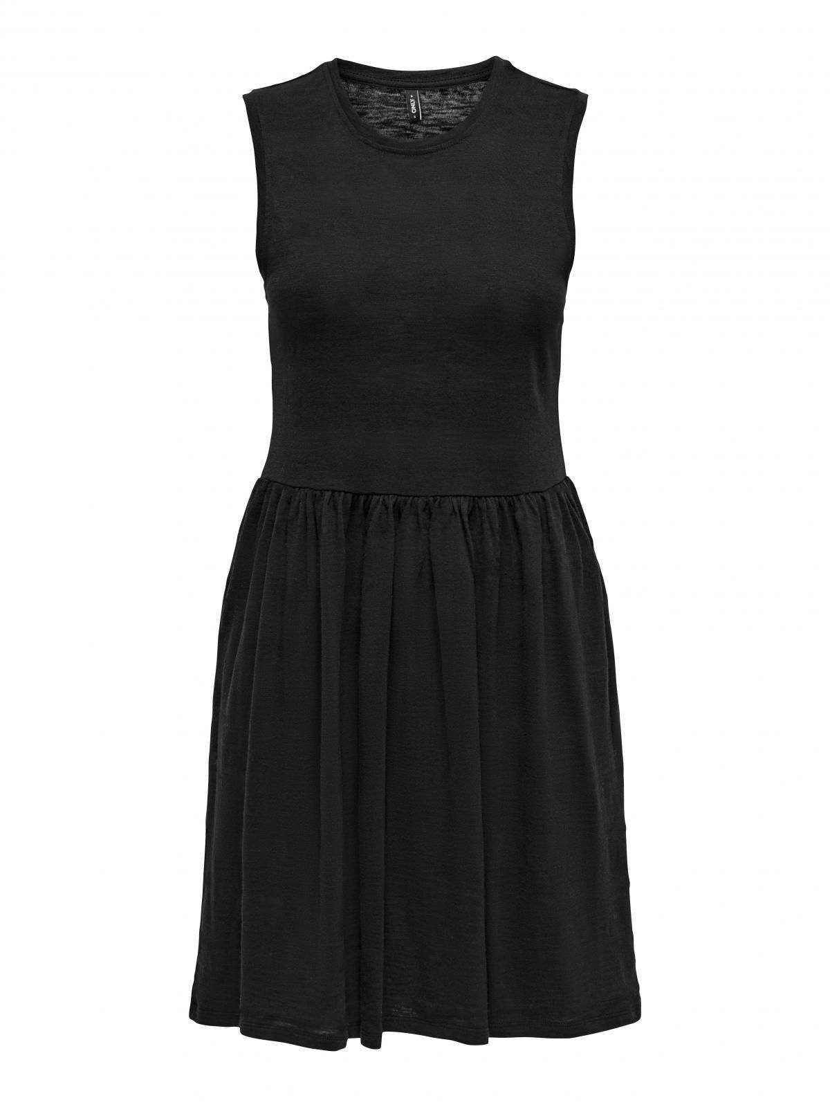 온리 슬리브리스 라운드넥 미니 원피스 15348022_2161 BLACK / BLACK - 상세 이미지 3