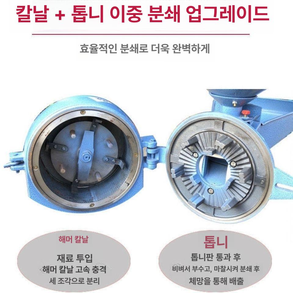 고추분쇄기 한약재 곡물 옥수수 분말기 20형+맞춤 모터 해머플레이트 - 상세 이미지 2