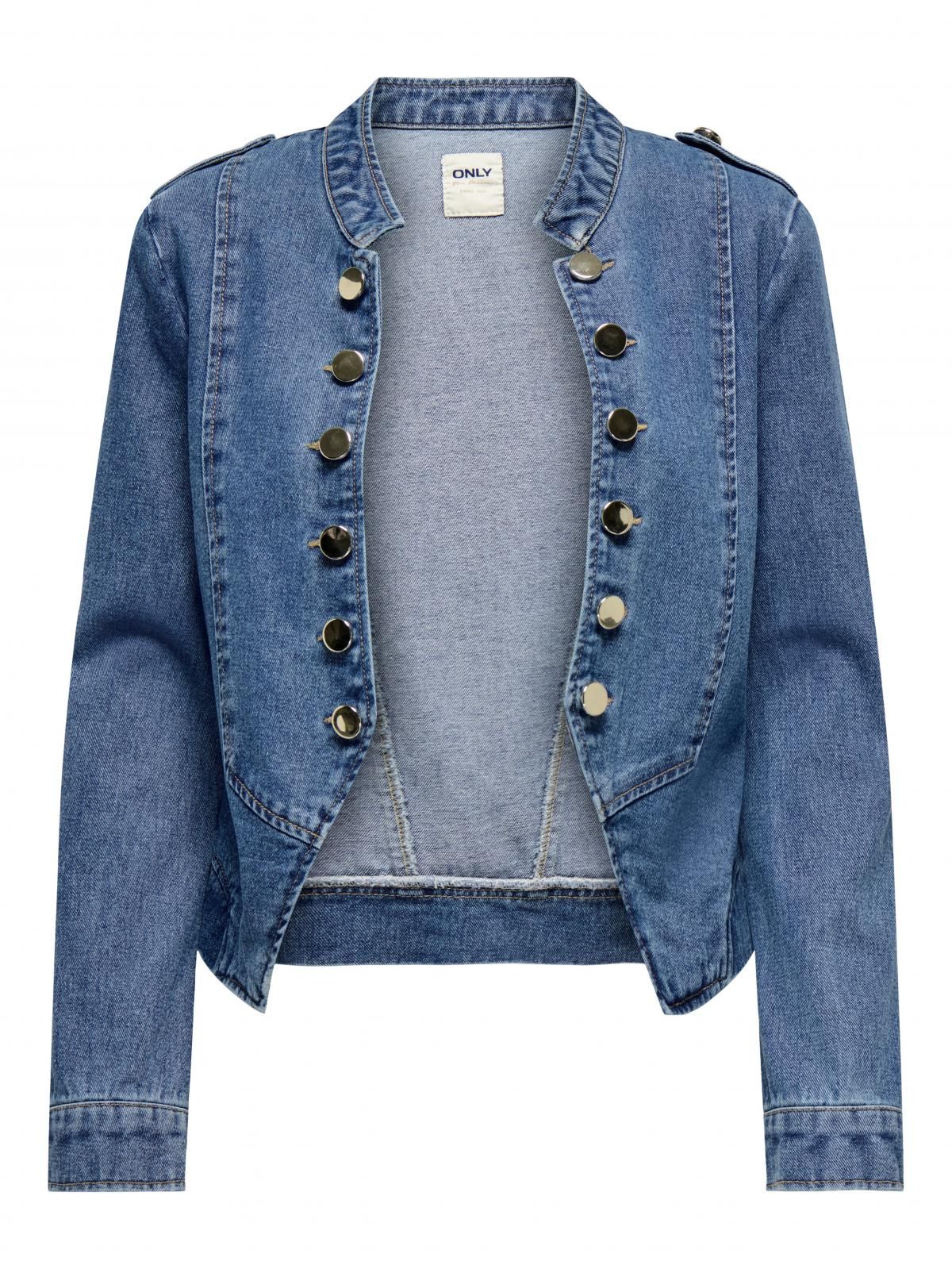 온리 트렌디 버튼 장식 데님 재킷 15353227_2115 BLUE / MEDIUM BLUE DENIM - 상세 이미지 3