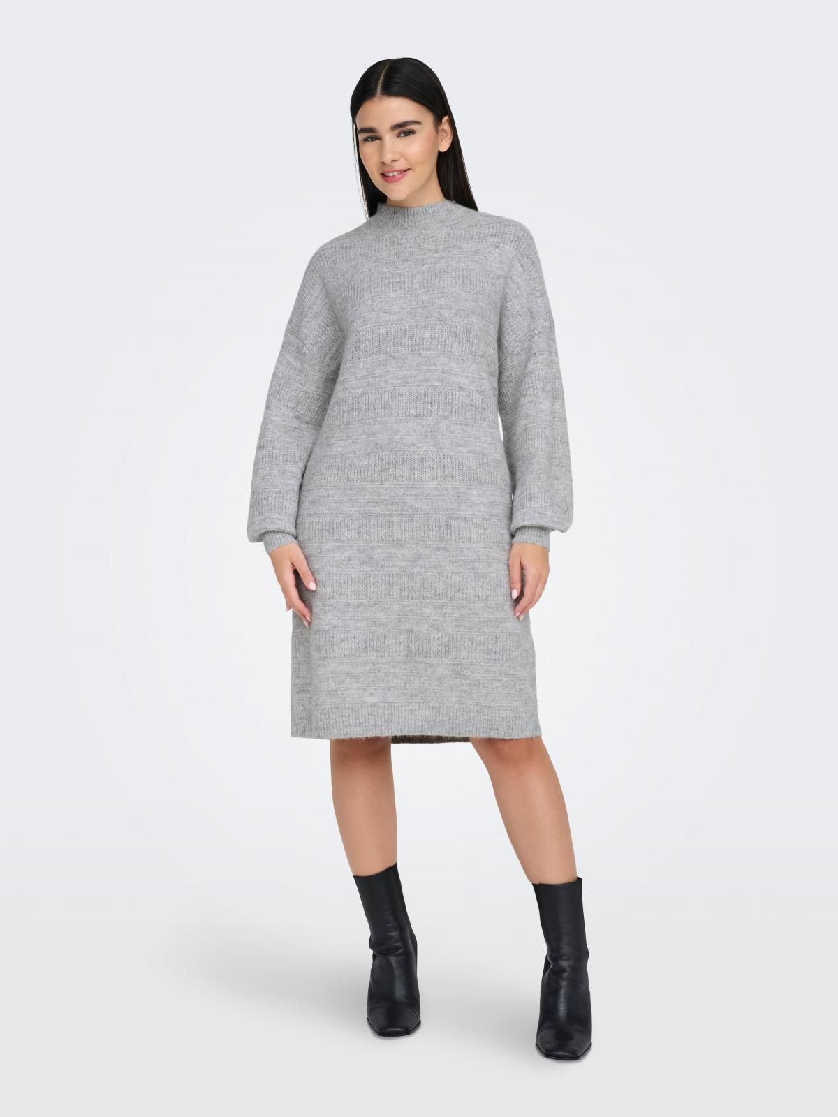 온리 미니멀 니트 하이넥 미니 원피스 15324281_2381 GREY / LIGHT GREY MELANGE - 상품 이미지