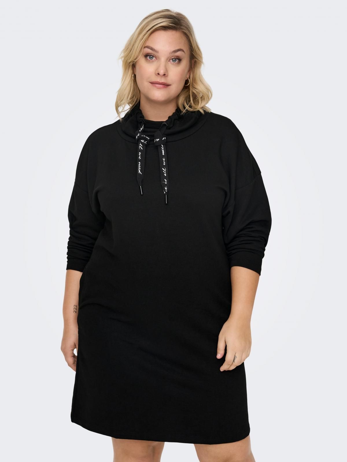 온리 빅사이즈 하이넥 스웨트 미니 원피스 15273903_2161 BLACK / BLACK 이미지 6