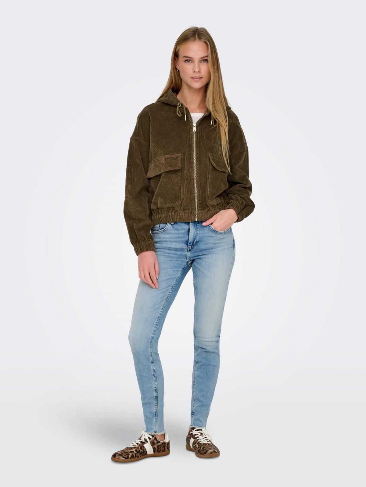 온리 코듀로이 후드 집업 숏 재킷 15246274_270 BROWN / CUB - 상세 이미지 5